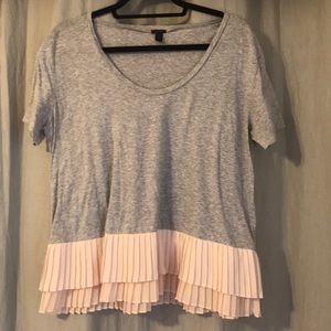 J. Crew T-shirt with Pale Pink Pleats- Size Medium